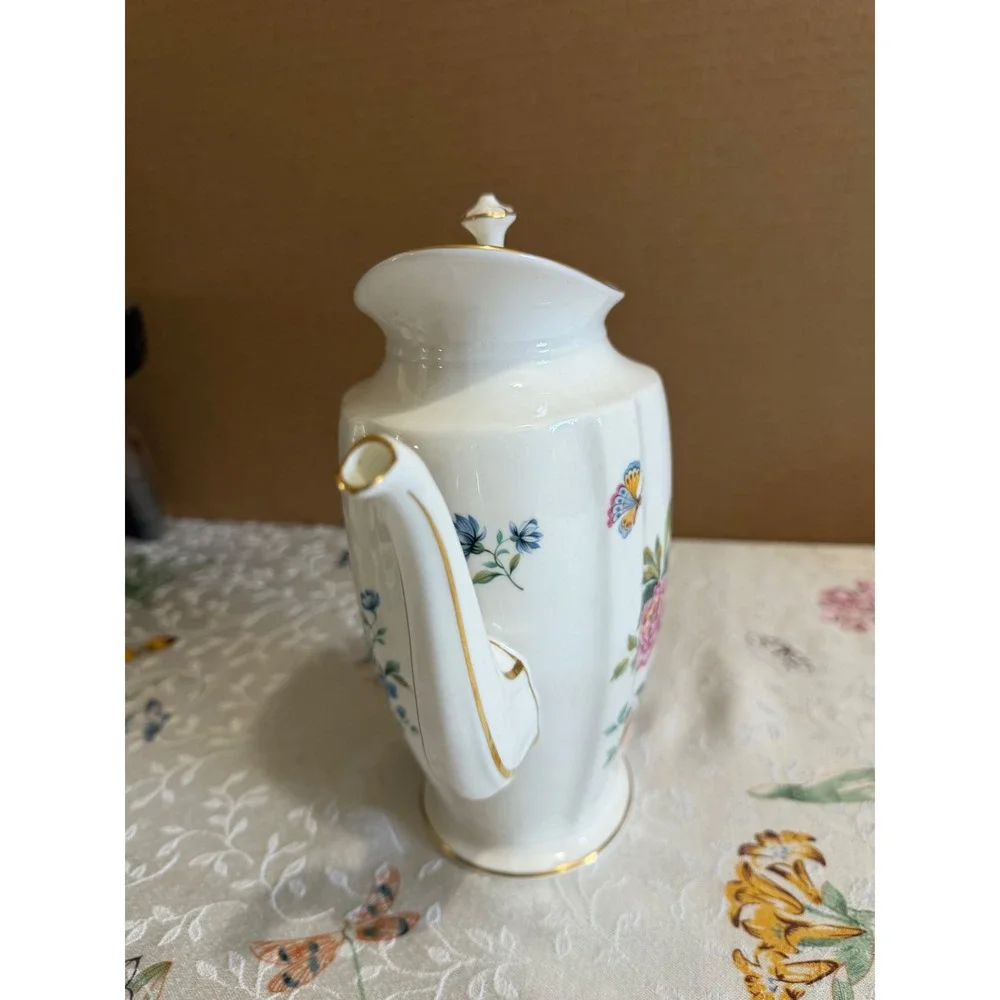 Royal Crown Derby Days Coffee Pot Bone China Floral Butterfly Gold Trim A.1308